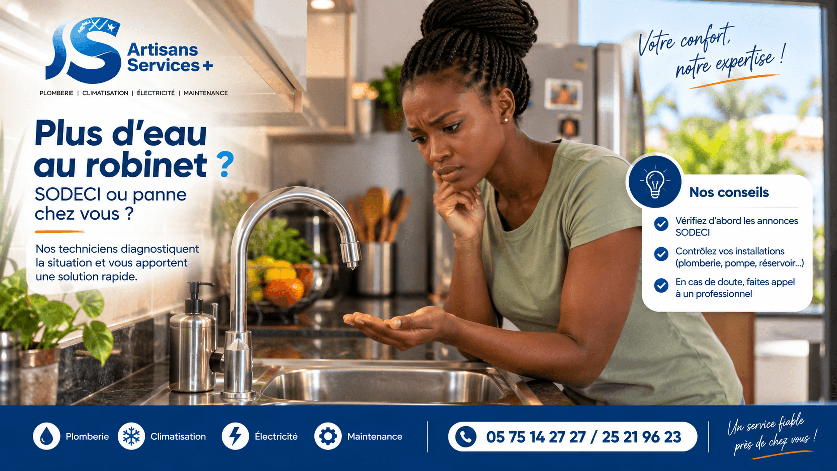 Coupure d'eau soudaine : SODECI ou panne chez vous ? Comment savoir